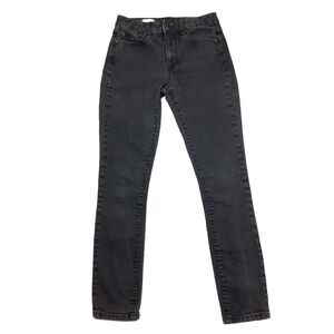 GAP High Rise Skinny Black Denim Jean Women's 27R 27X29 Mid Wash Stretch